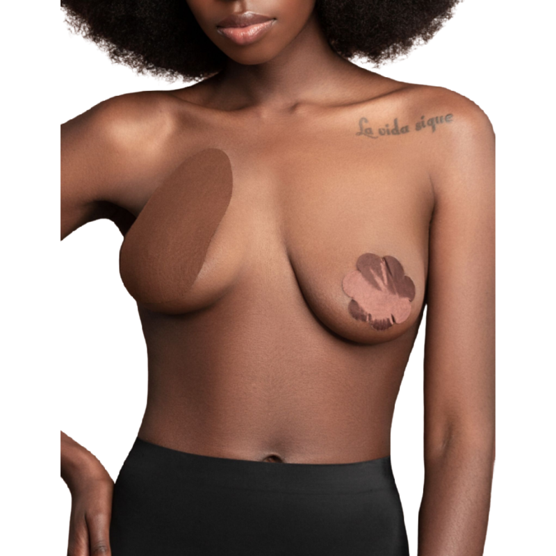 Bye Bra Breast Enhancer + 3 Pares de Cúpulas Satén Marrón D/F