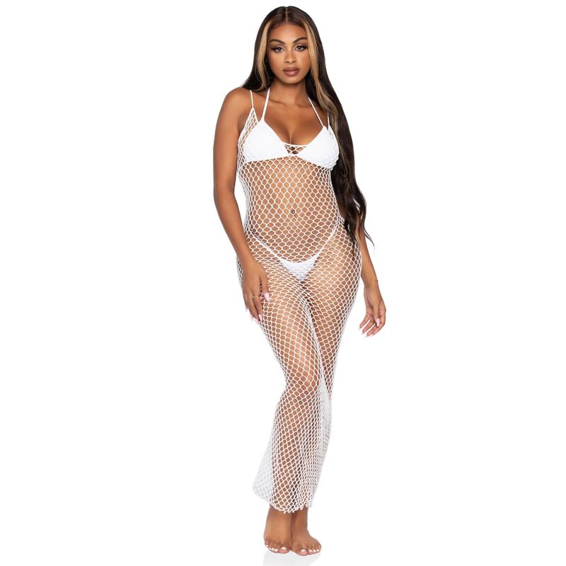 Leg Avenue Woven Twist Net Maxi Dress - Diseño Fishnet Elegante Talla Única