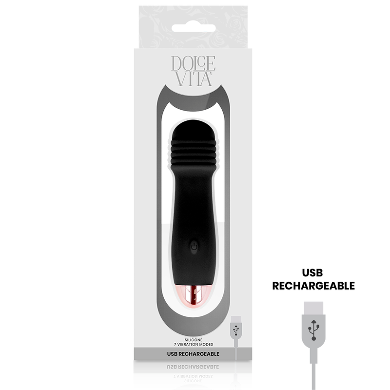 Dolce Vita Rechargeable Vibrator Three Black - 7 Modos de Vibración
