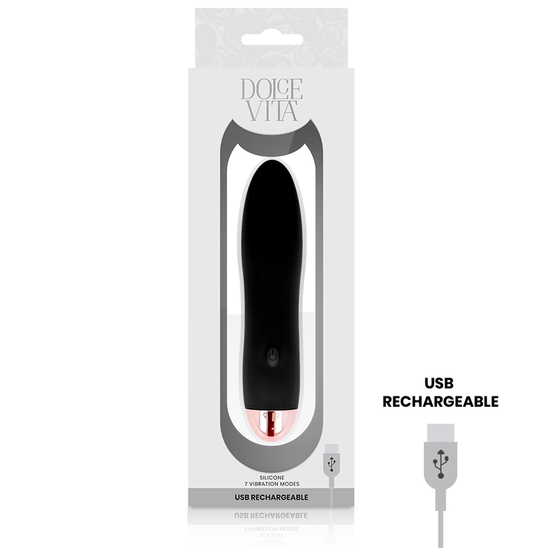 Dolce Vita Rechargeable Vibrator Four Black - 7 Velocidades