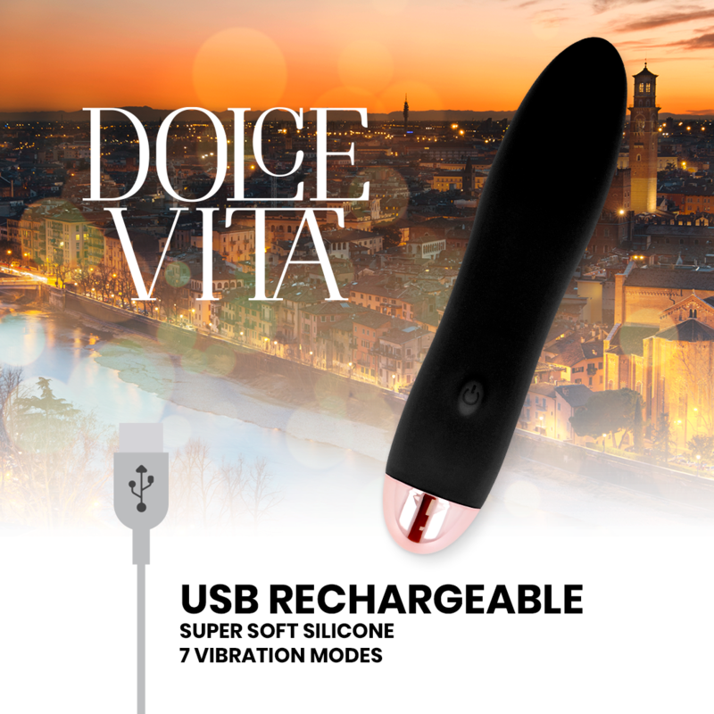 Dolce Vita Rechargeable Vibrator Four Black - 7 Velocidades