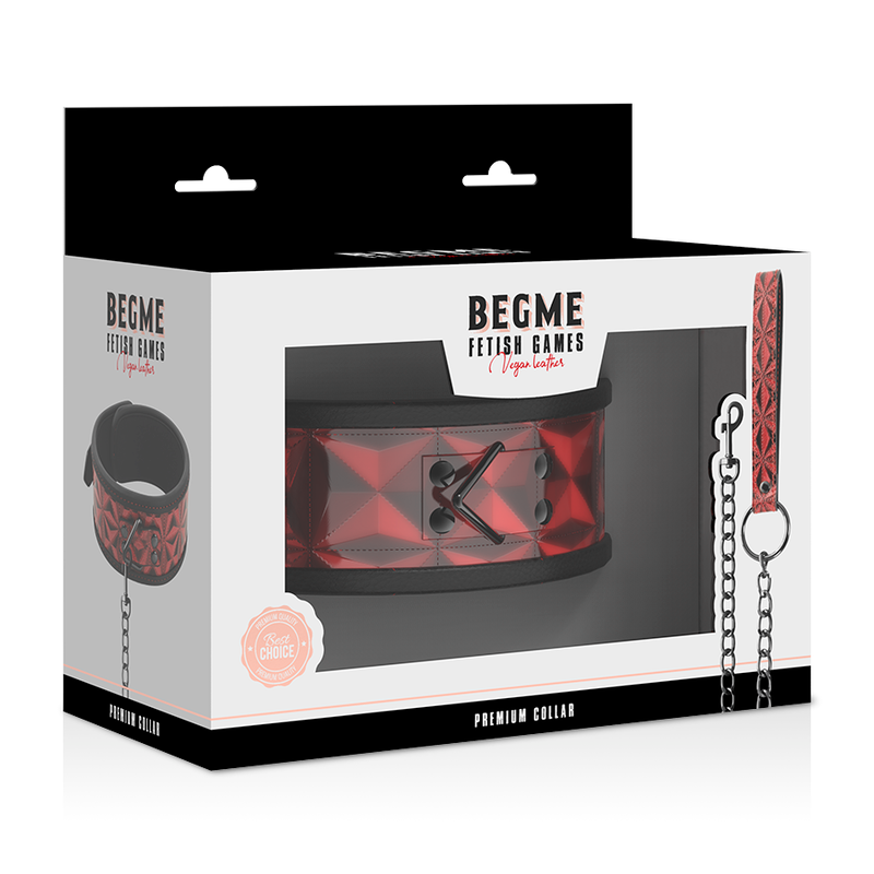 Begme Red Edition - Collar Premium de Cuero Vegano con Forro de Neopreno