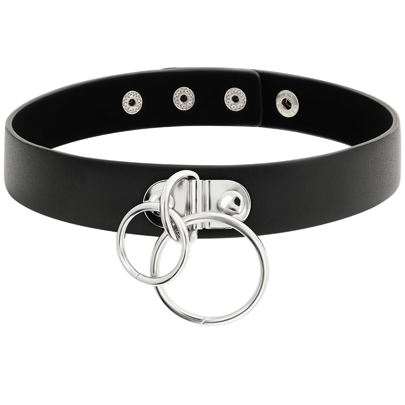 Coquette Chic Desire Choker Cuero Vegano Doble Anillo