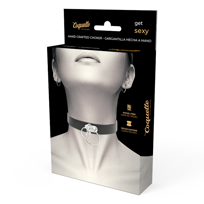 Coquette Chic Desire Choker Cuero Vegano Doble Anillo