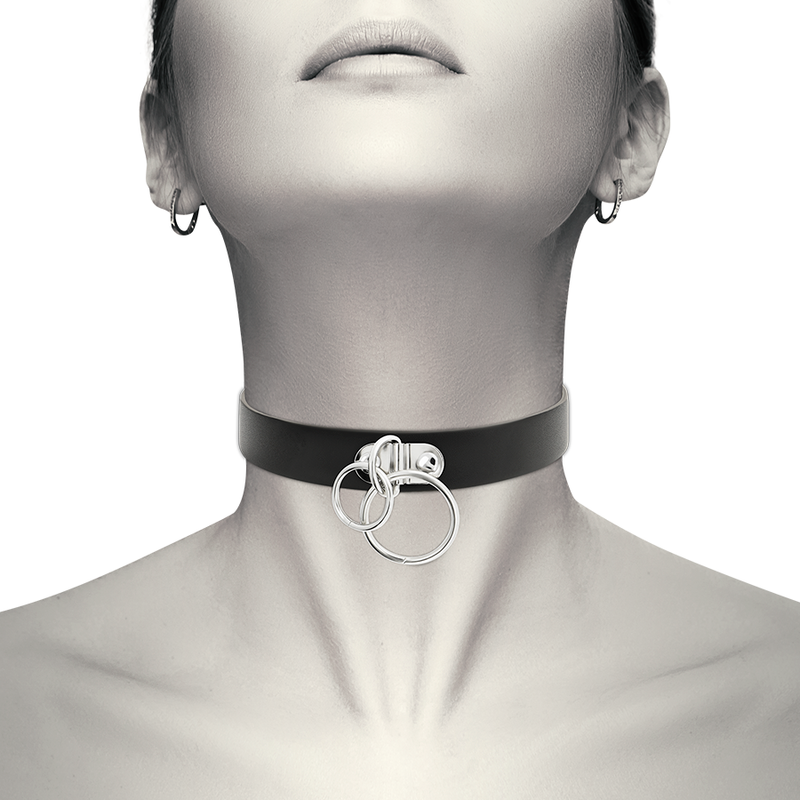 Coquette Chic Desire Choker Cuero Vegano Doble Anillo