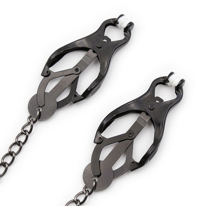 Ohmama Fetish Japanese Nipple Clamps - Pinzas con Cadena Negra