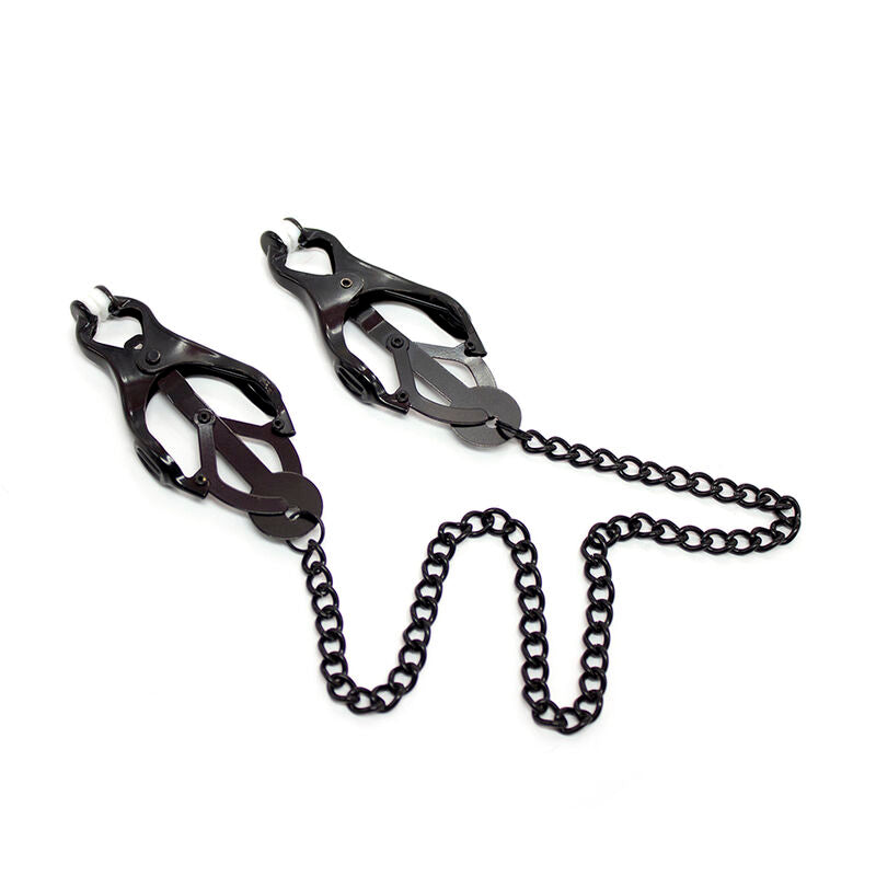 Ohmama Fetish Japanese Nipple Clamps - Pinzas con Cadena Negra