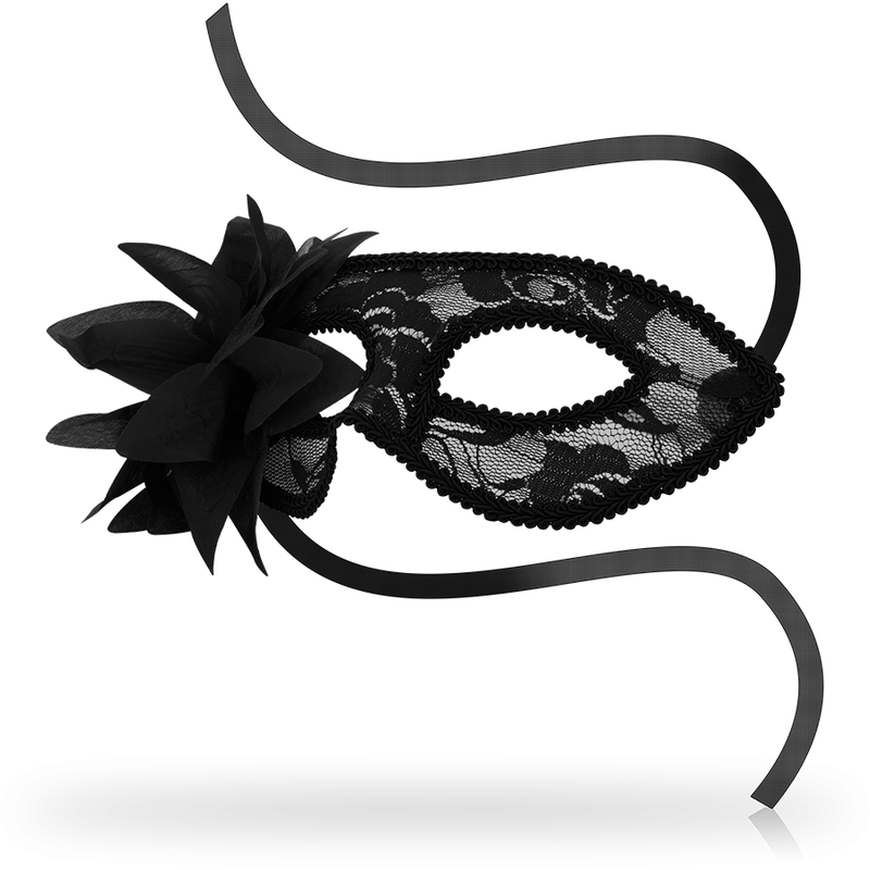 Máscara de Encaje Negro con Flor - Ohmama Masks
