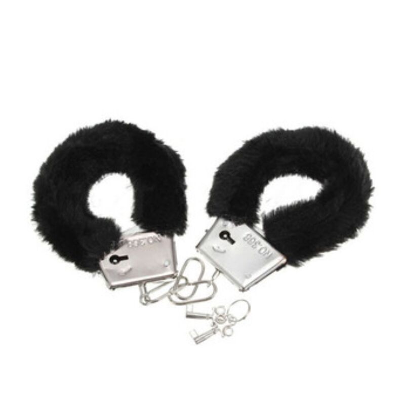 Diablo Picante Pleasure Furry Handcuffs Black - Esposas de Bondage
