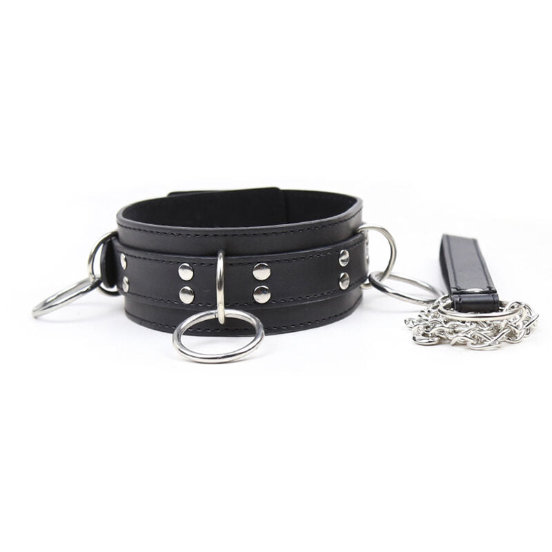 Ohmama Fetish Collar de Sumisión con 3 Anillas Metálicas