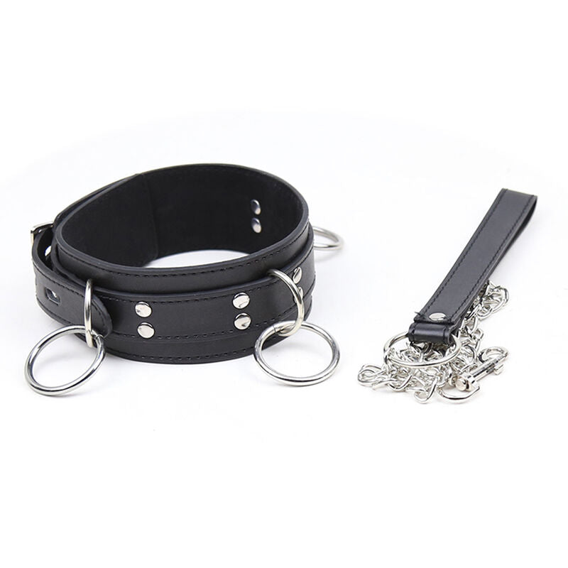 Ohmama Fetish Collar de Sumisión con 3 Anillas Metálicas