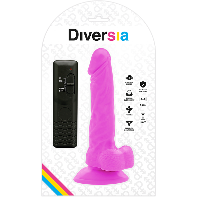 Diversia Flexible Vibrating Dildo Purple - 18 cm