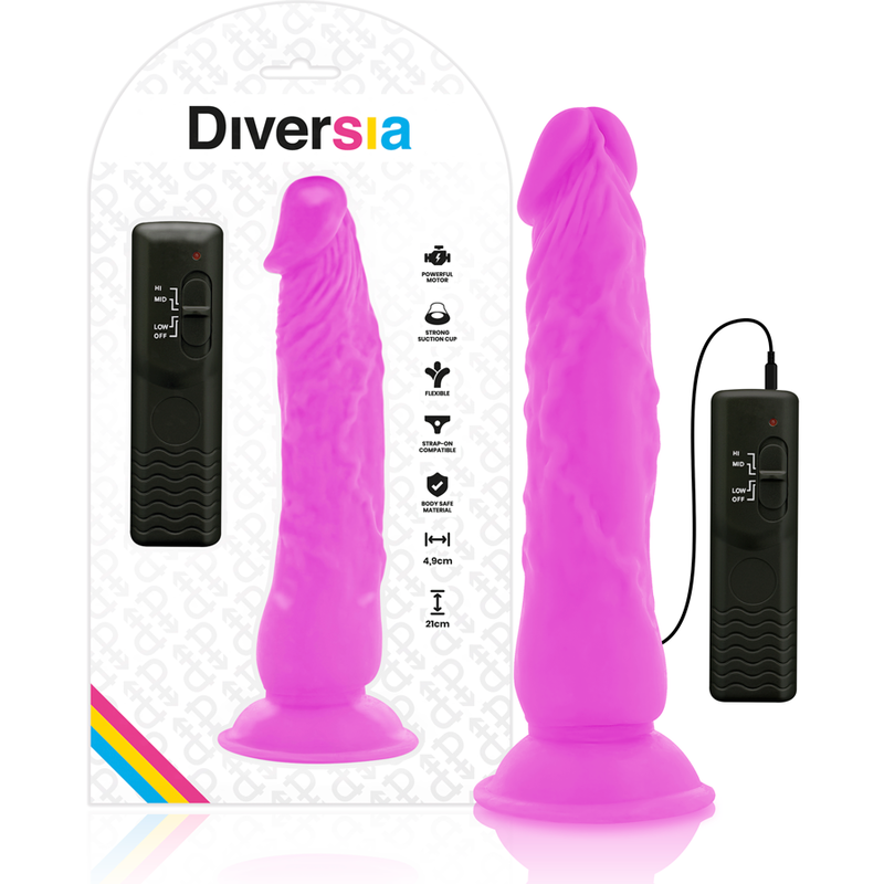 Diversia Flexible Vibrating Dildo Purple 21 cm