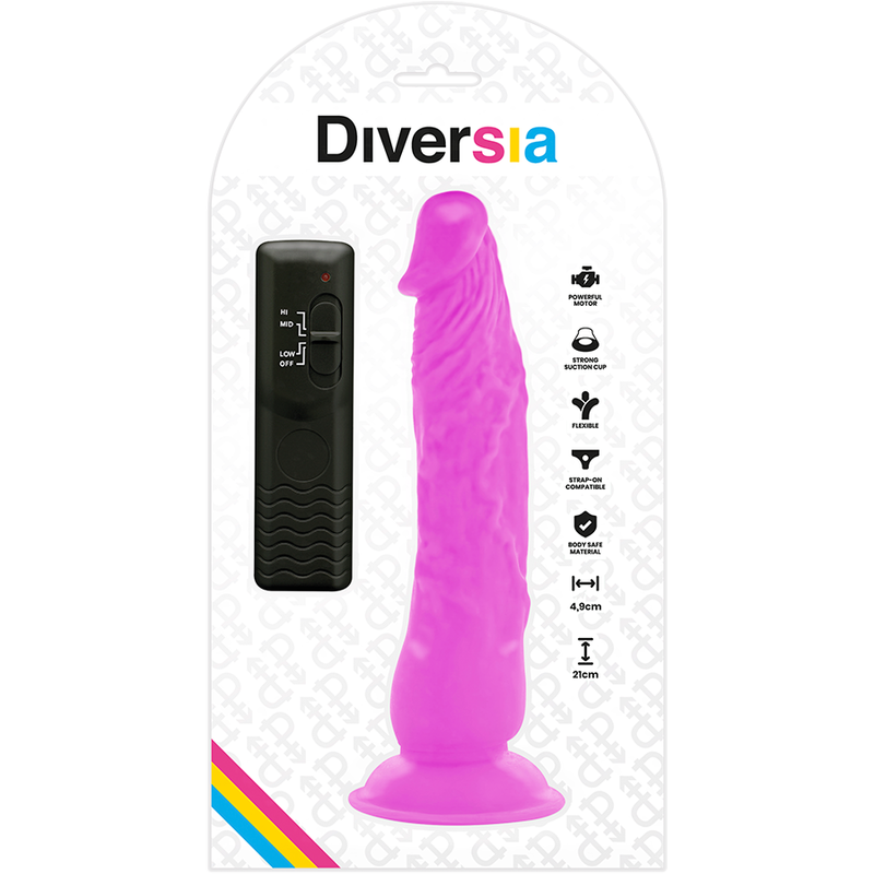 Diversia Flexible Vibrating Dildo Purple 21 cm