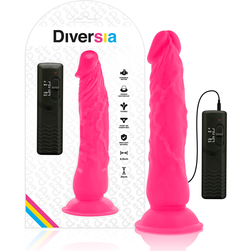 Diversia Flexible Vibrating Dildo Rosa 21 cm