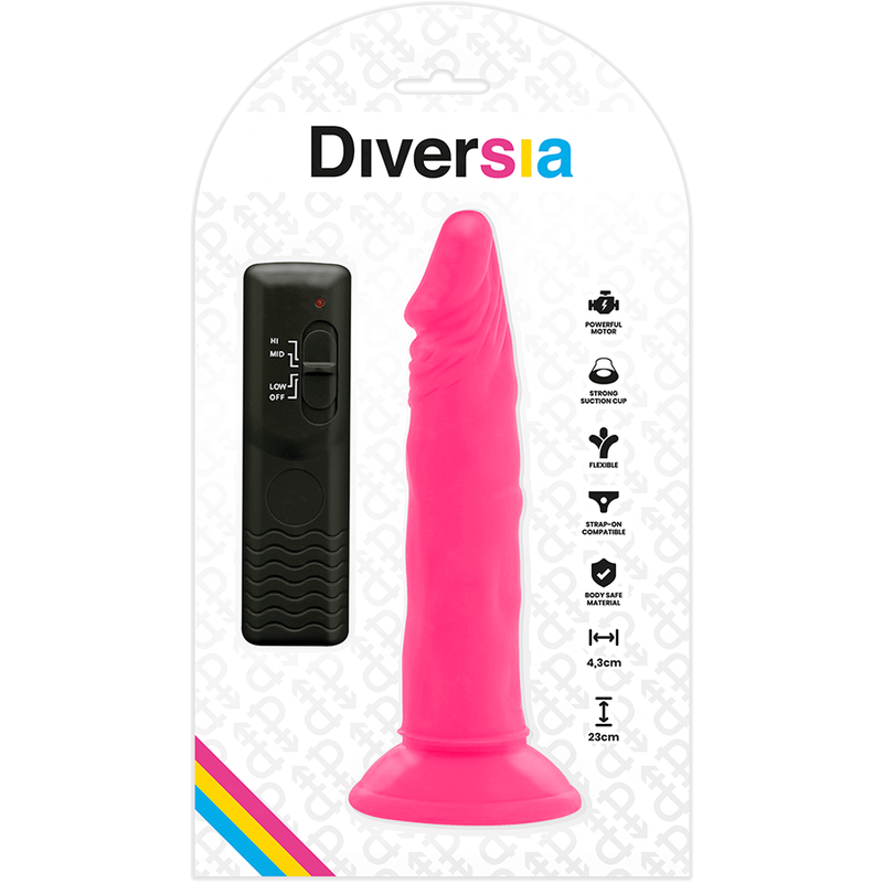 Diversia Flexible Vibrating Dildo Rosa 23 cm