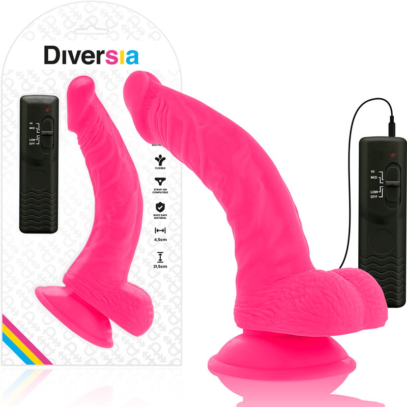 Diversia Flexible Vibrating Dildo Rosa 21.5 cm