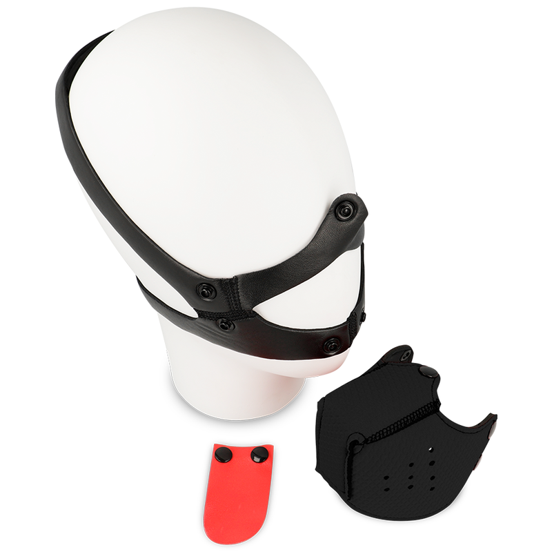 Ohmama Fetish Bozal Perro Negro - Máscara Ajustable para Juegos Fetish