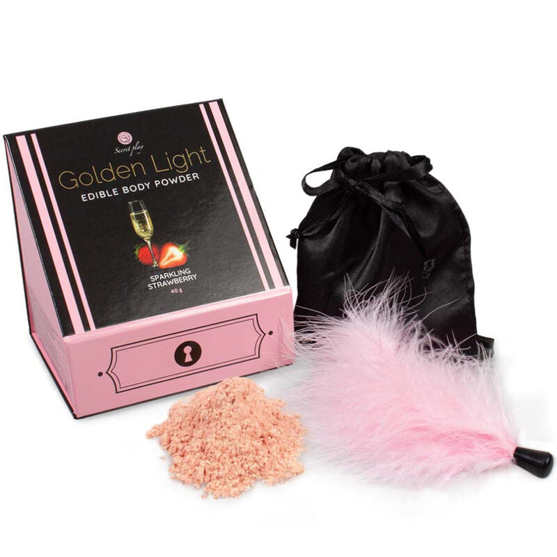 SECRETPLAY Golden Light Kit Sparkling Strawberry - Polvo Comestible con Pluma