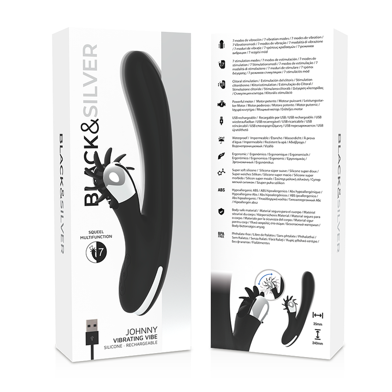 Black&Silver Bunny Johnny - Vibrador Rotativo