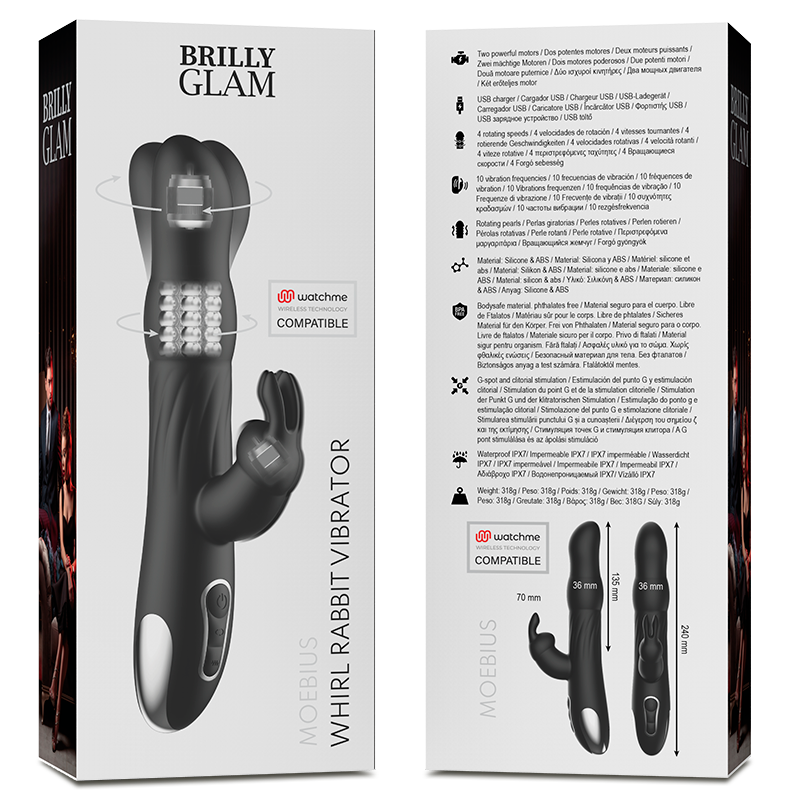 Brilly Glam Moebius Rabbit Vibrator & Rotator con Control Remoto WatchMe