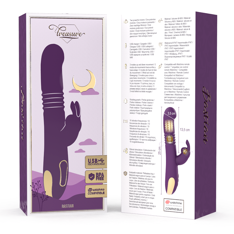 Treasure Bastian Rabbit Up & Down Rotator & Vibrator con Control Remoto WatchMe
