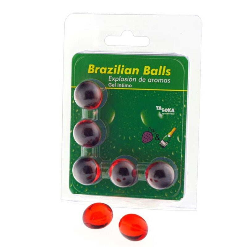 Taloka 5 Brazilian Balls Strawberries & Champagne - Gel Íntimo