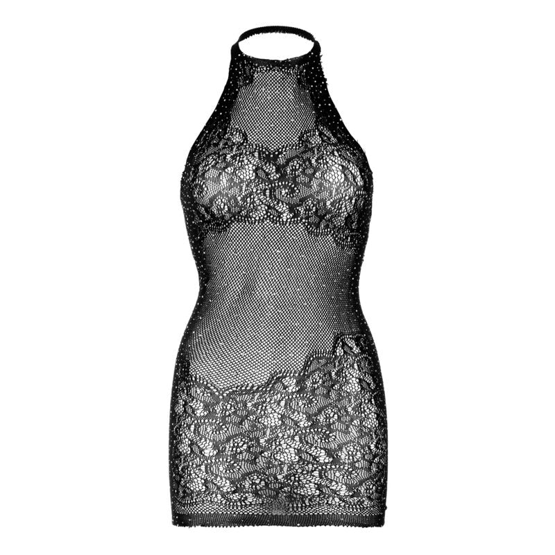 Leg Avenue Rhinestone Halter Mini Dress - Vestido Sensual con Strass Negro