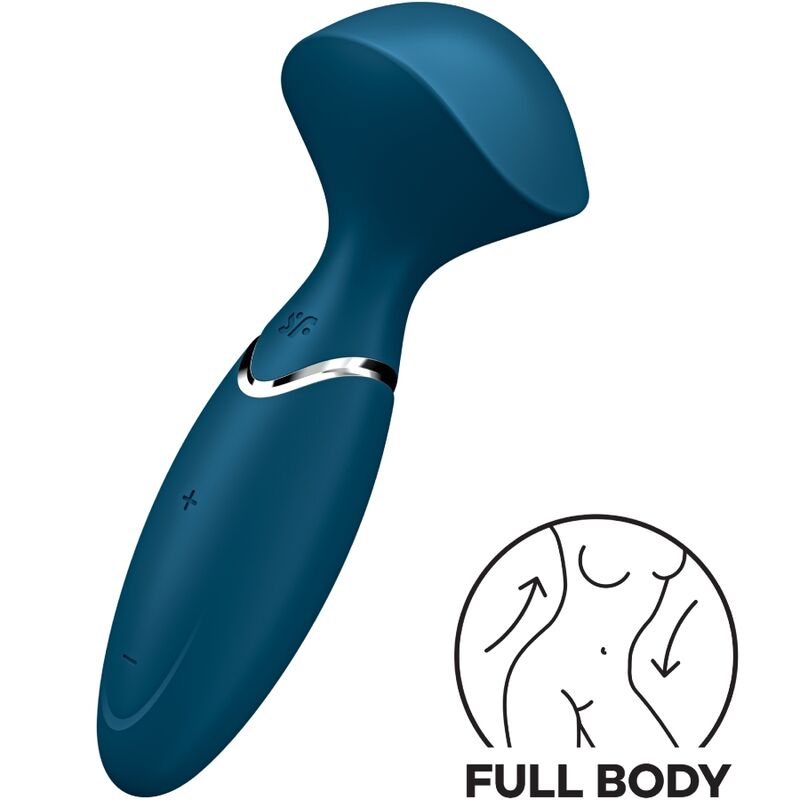 Satisfyer Mini Wand-er Blue - Vibrador Compacto Recargable con 12 Modos