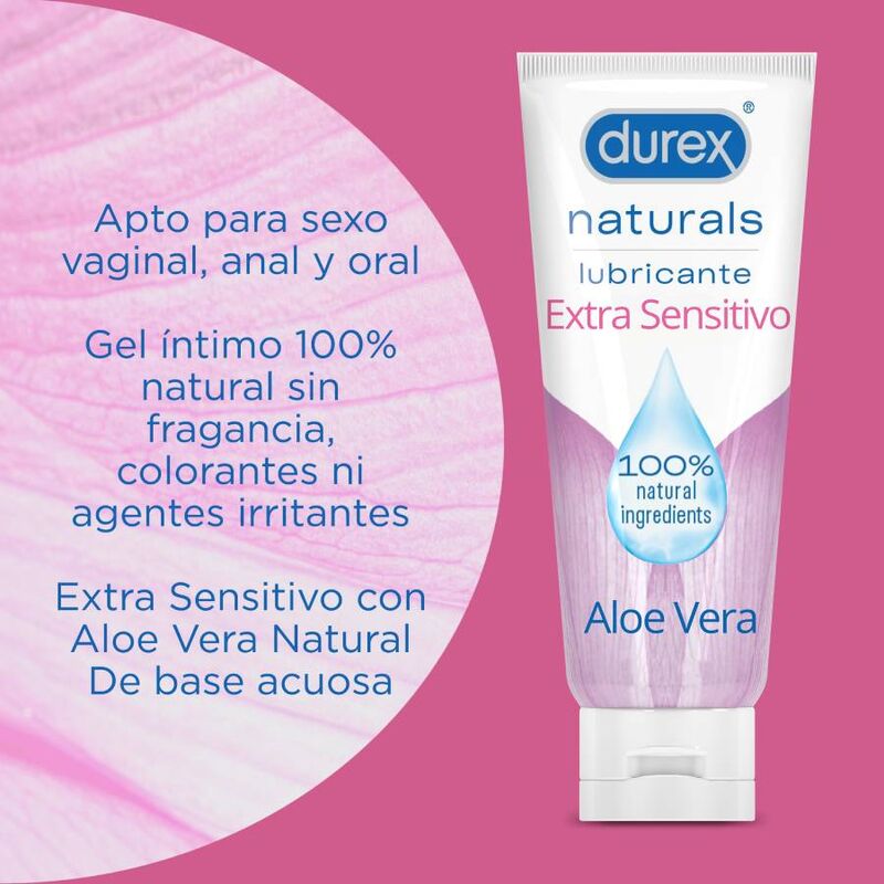 Durex Naturals Extra Sensitive Lubricante 100 ml - Base Acuosa con Aloe Vera