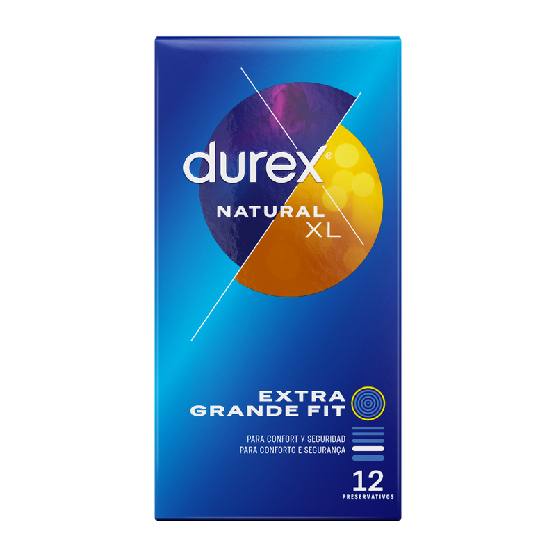 Durex Natural XL - Preservativos Extra Grandes Lubricados 12 Unidades