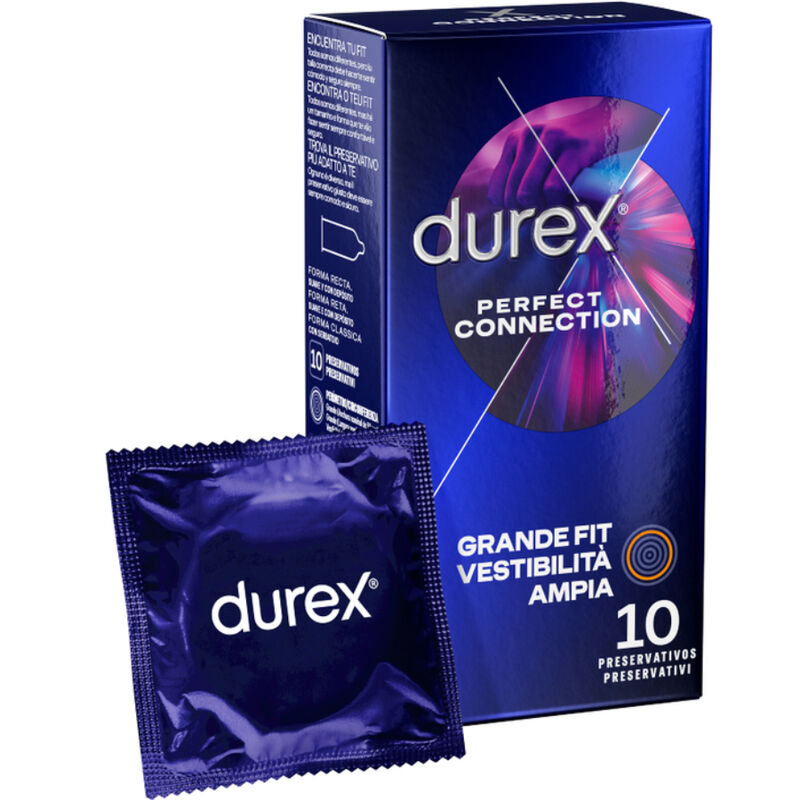 Durex Perfect Connection Silicona - 10 Preservativos Extra Lubricados Talla Grande