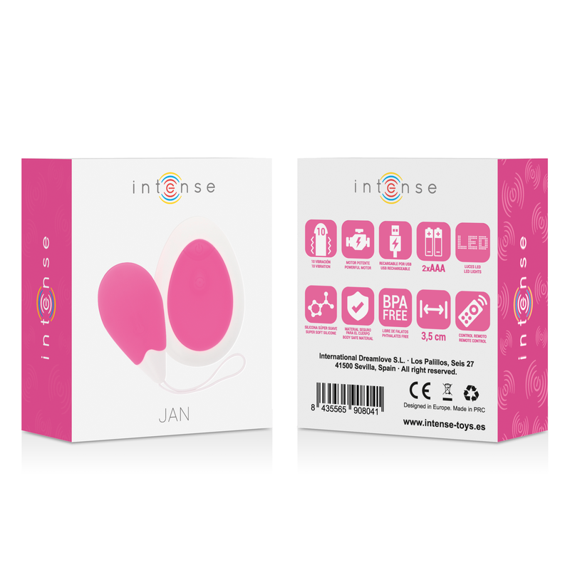 Intense Jan Egg Vibrator con Control Remoto Rosa