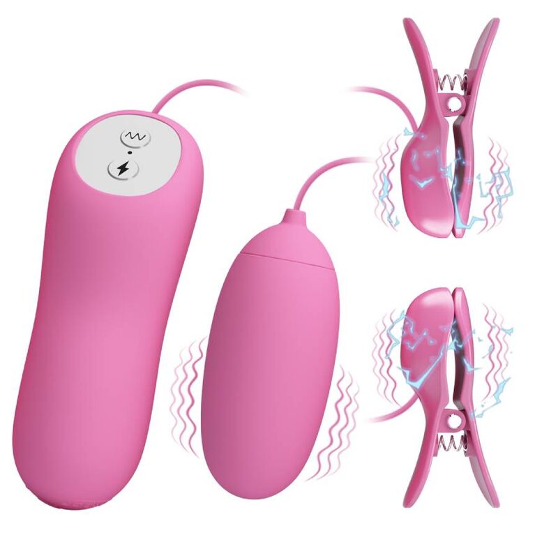 Pretty Love Pinzas Electroestimulación Rosa - Vibración y Electroshock