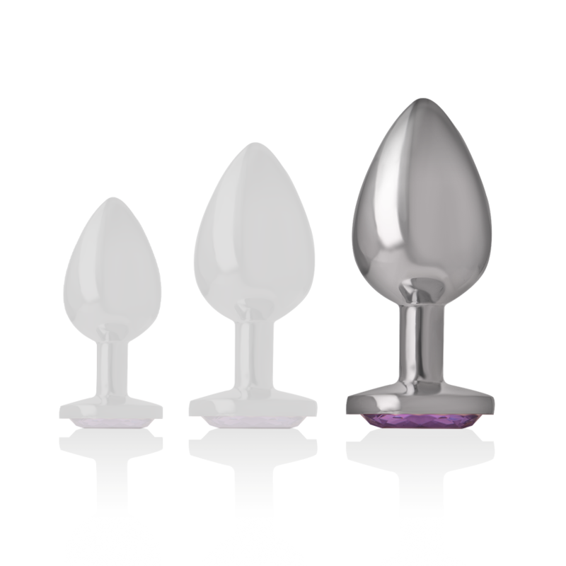 Plug Anal Metal Aluminio con Cristal Violeta Talla L - Intense