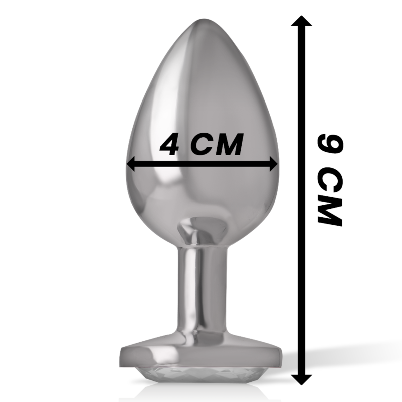 Plug Anal Metal Aluminio Talla L con Cristal Plateado - Intense