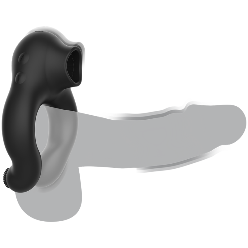 Anillo Vibrador de Silicona BLACK&SILVER - 3 Motores Recargable