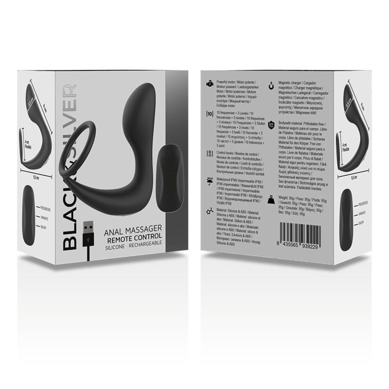 BLACK&SILVER Masajeador Anal con Control Remoto Recargable Silicona