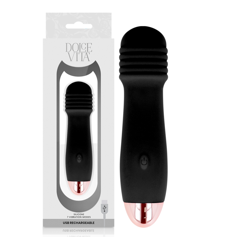 Dolce Vita Rechargeable Vibrator Three Black - 7 Modos de Vibración