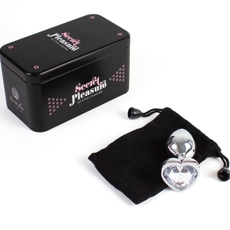 Secretplay Metal Butt Plug Corazón Cristal Transparente Pequeño 7 cm