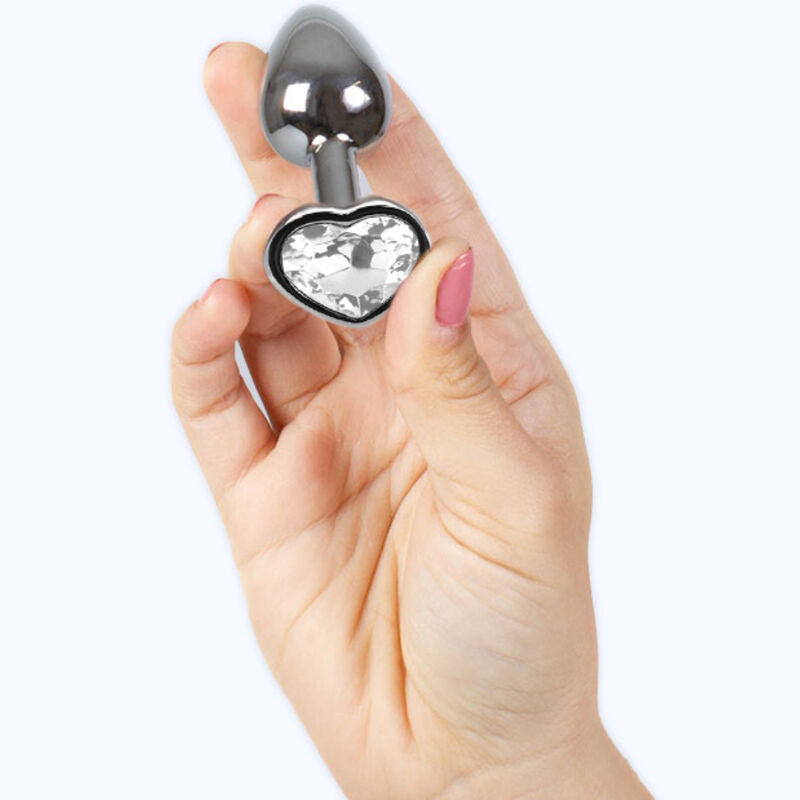 Secretplay Metal Butt Plug Corazón Cristal Transparente Pequeño 7 cm