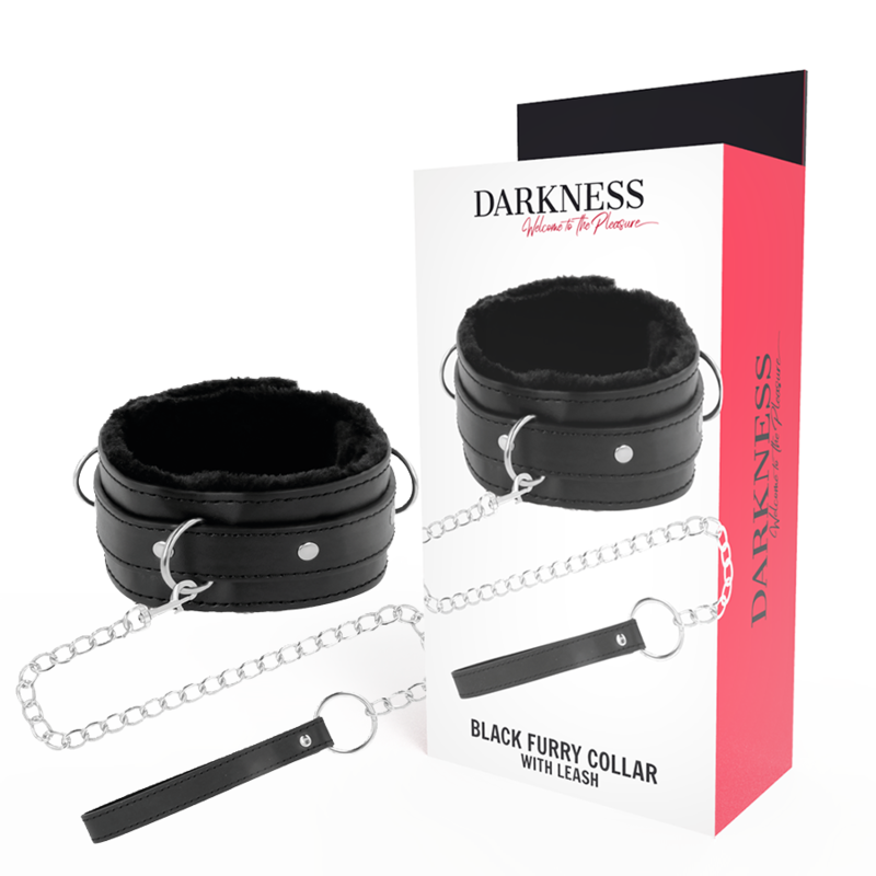 Collar de Postura DARKNESS con Cadena de Cuero - Bondage BDSM
