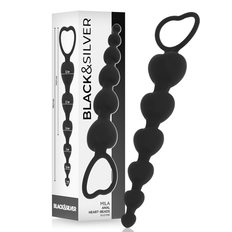 BLACK&SILVER Mila Cadena Anal de Corazones 18 cm - Silicona Corporal