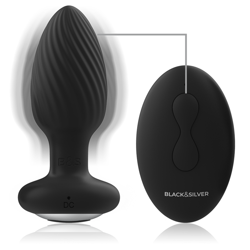 BLACK&SILVER Wells Plug Anal Rotador Silicona Control Remoto
