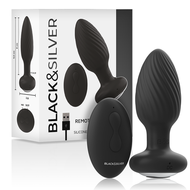 BLACK&SILVER Wells Plug Anal Rotador Silicona Control Remoto