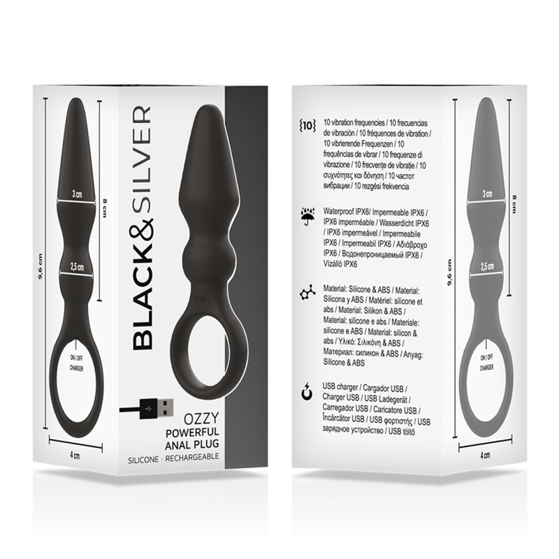 BLACK&SILVER OZZY - Plug Anal Vibrador Silicona Médica Premium