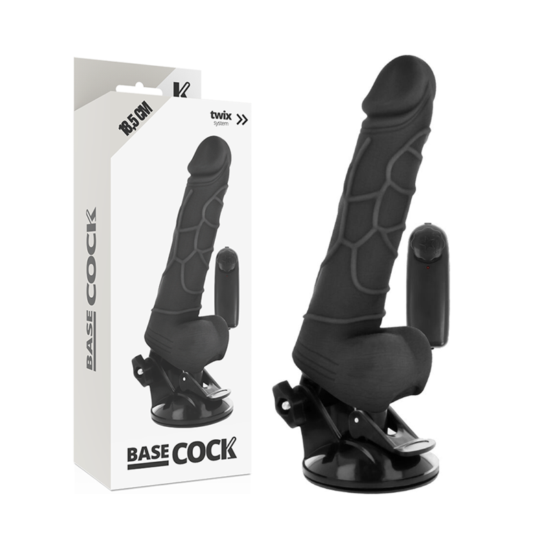 Basecock Vibrador Realista con Control Remoto Negro 18.5 cm