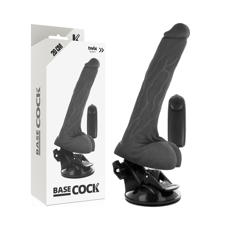 Basecock Vibrador Realista Negro con Control Remoto 20 cm