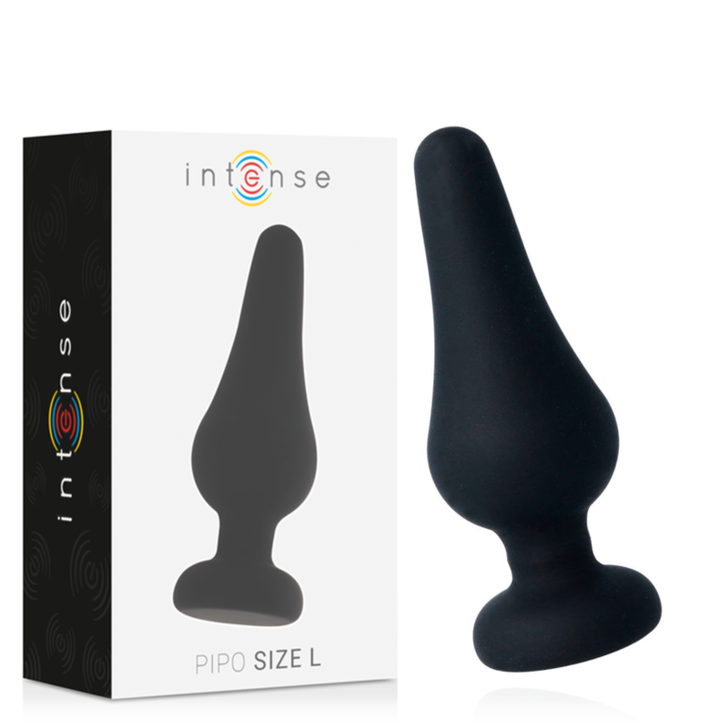 Plug Anal Pipo L Negro - Silicona Suave 13 cm con Base de Seguridad