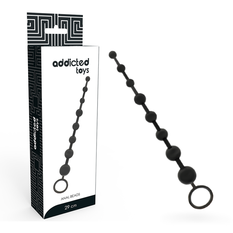 Anal Beads 29 cm Negro - Cadena de 8 Bolas Progresivas ADDICTED TOYS
